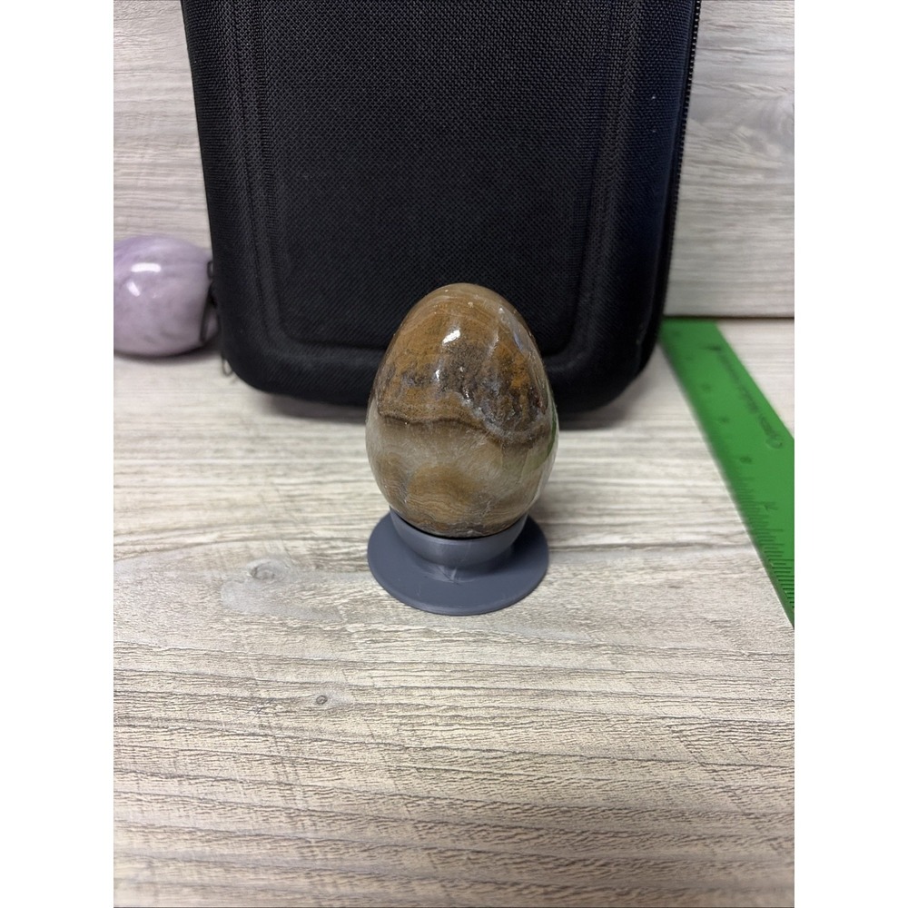 Lot Of 6 Eggs Stone Marble Alabaster Granite Multi Color (e8-01) - Picture 8 of 16
